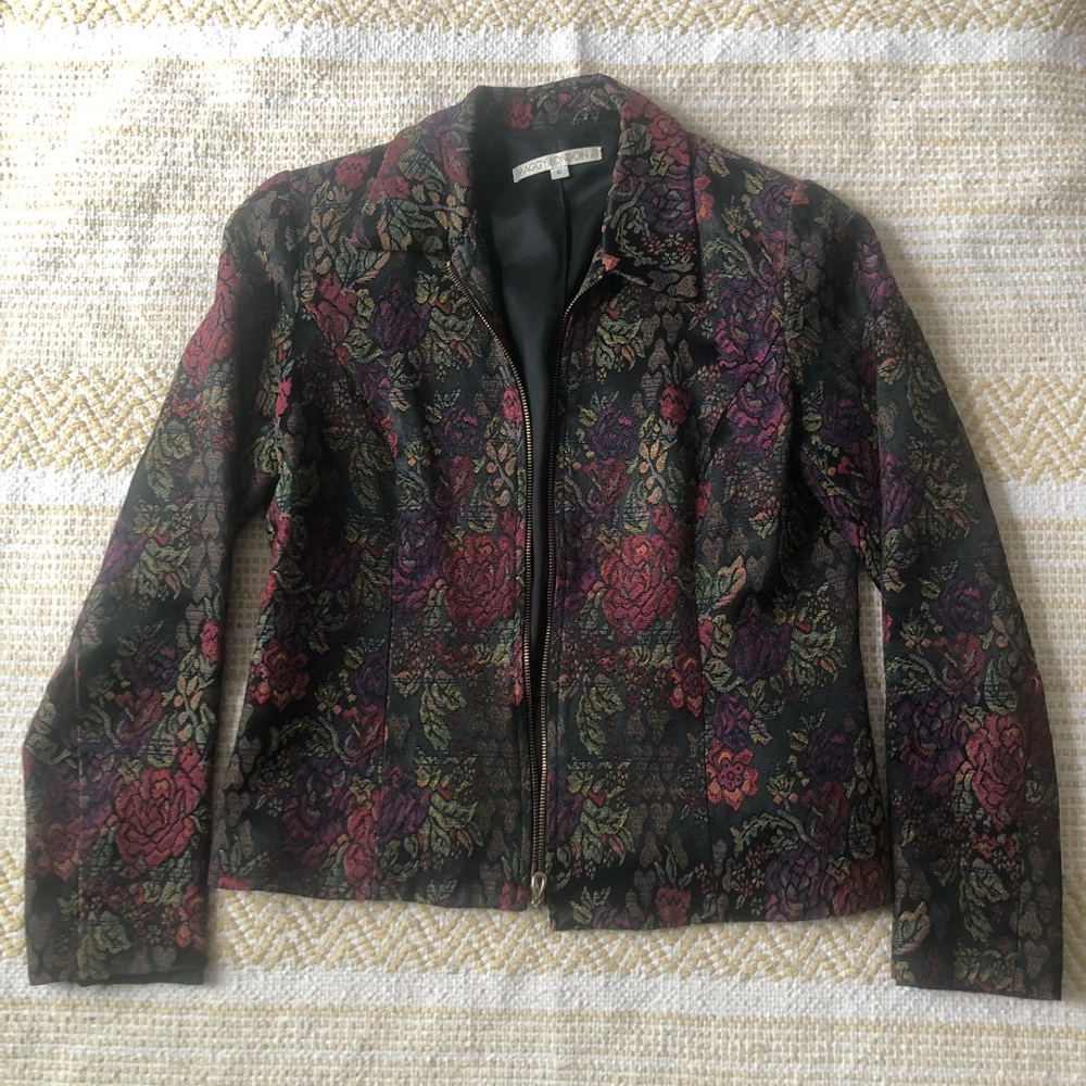 Maggy London brocade, zip-up jacket